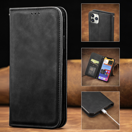 klasse comfortabel shampoo Leather Case book Apple iPhone 6 / 6s black, Action