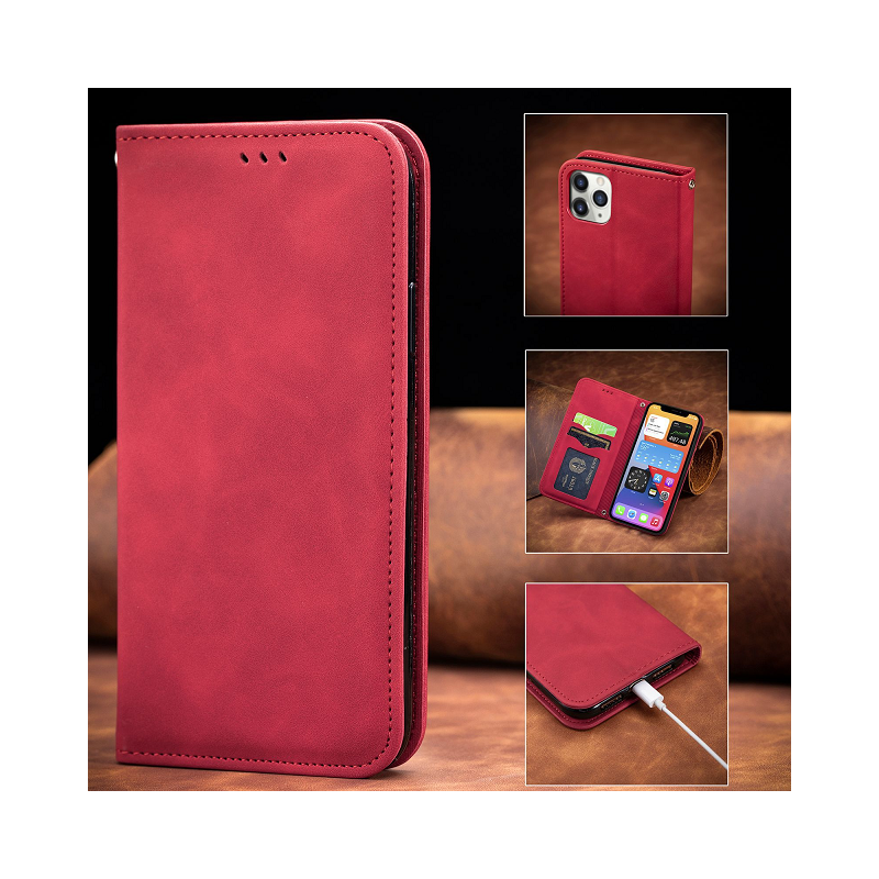 IssAcc Büchertasche aus Leder für Apple iPhone X rot, PN: 887845381