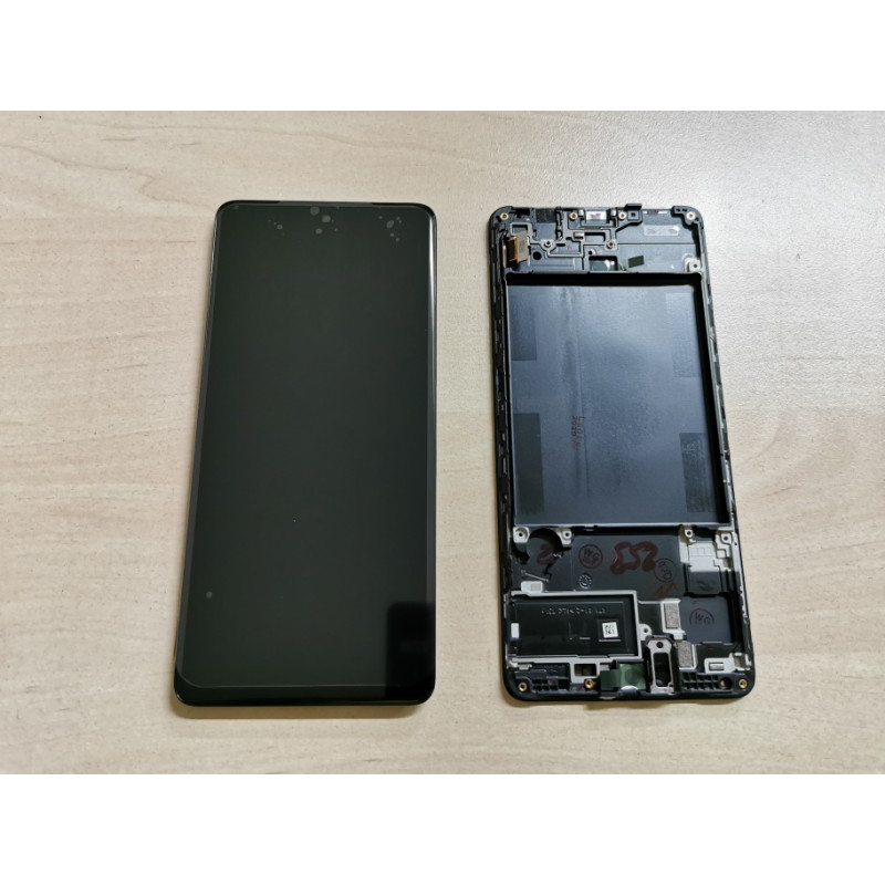 Samsung A71 LCD Original Display schwarz mit Frontrahmen
